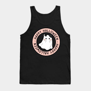 Cute Kitty Cat Ghost Creepy House Halloween Tank Top